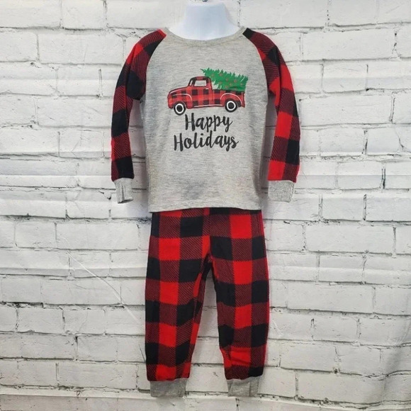 Medium 7/8 Kids Happy Holiday Truck 2 pieces Holiday Pajama Set - Picture 2 of 5